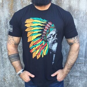 Rogue American Skull Headdress Graphic T-Shirt Men’s XXL Black Streetwear Tee